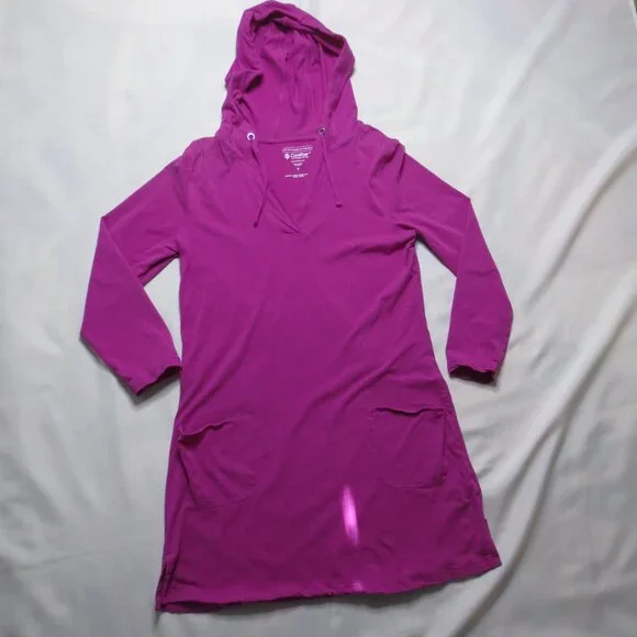 COOLIBAR womens BEACH COVER-UP swim FUSHIA hooded POCKETS pink TUNIC SIZE S - Picture 1 of 9